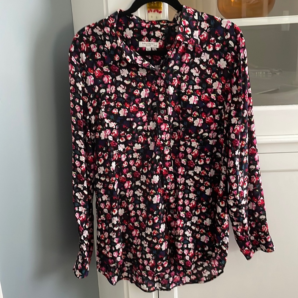 Equipment Floral Blouse - Black and Pink